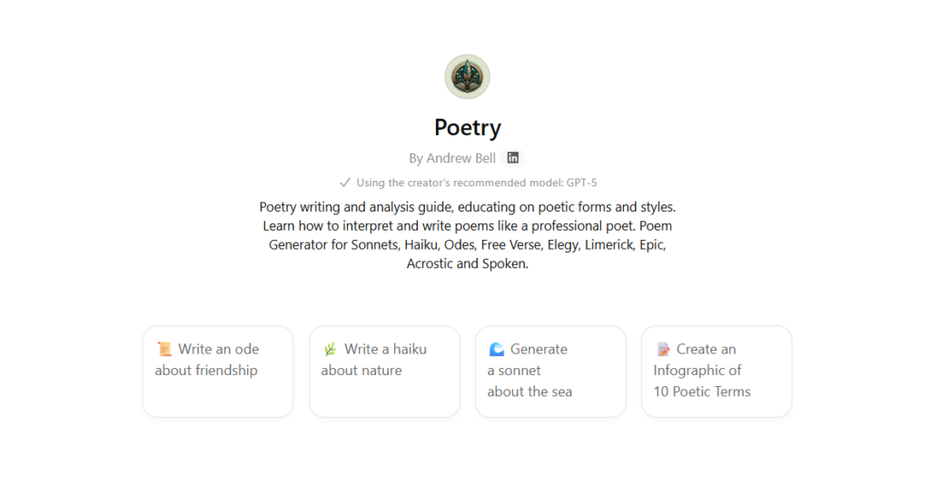 ChatGPT Poem generator 