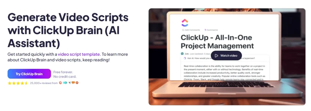 ClickUp Brain script generator