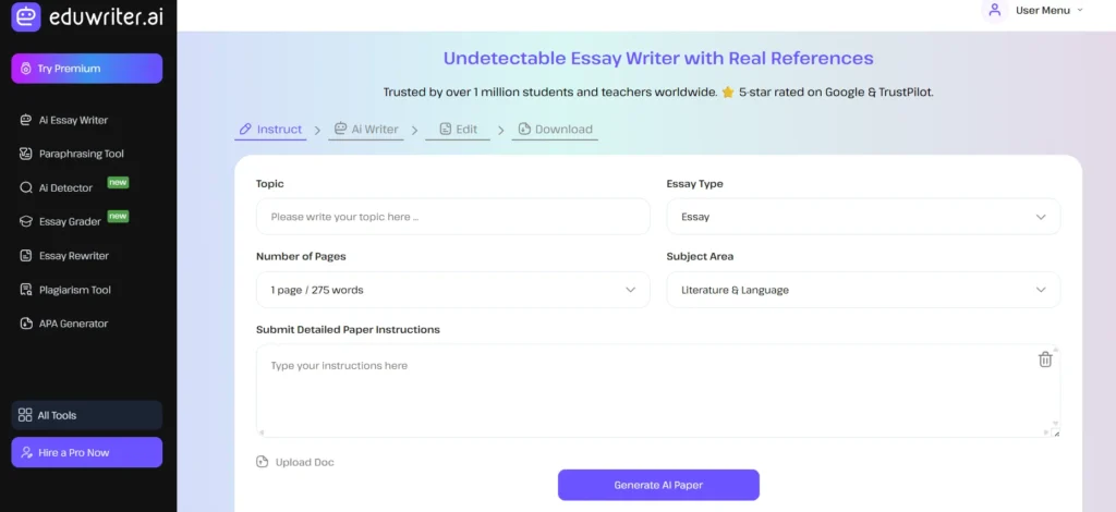 EduWriter AI essay writer