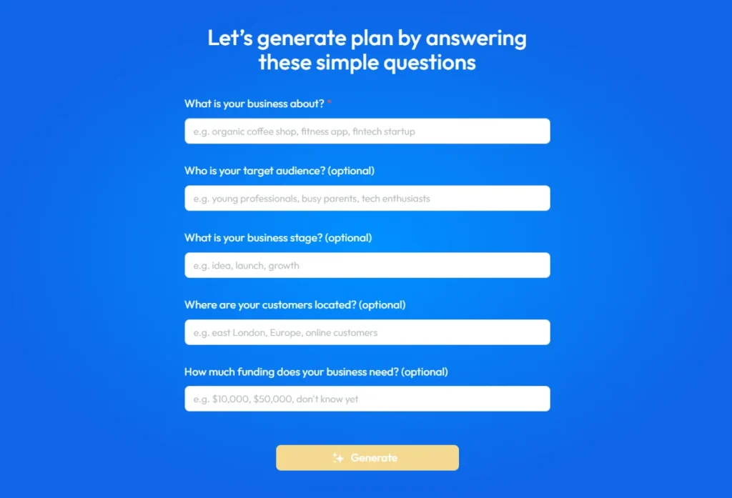 ideabuddy business plan generator