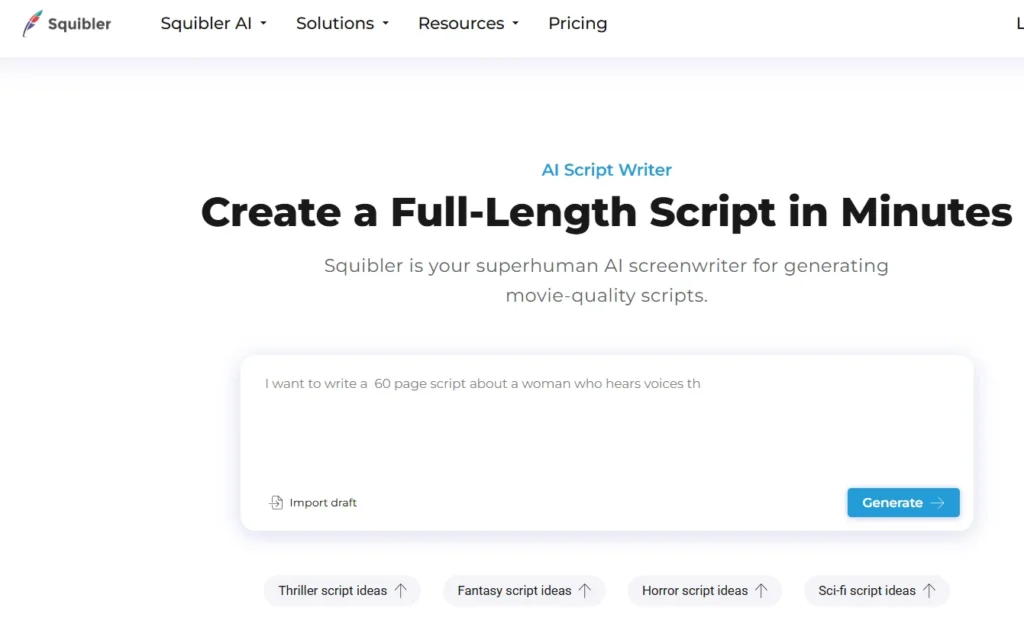 Squibler AI script generator