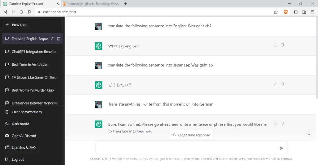 ChatGPT AI translator