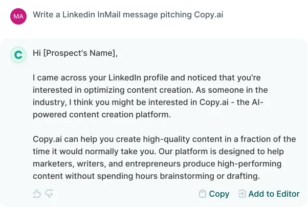 Copy.ai - أفضل أدوات إعادة الصياغة بالذكاء الاصطناعي