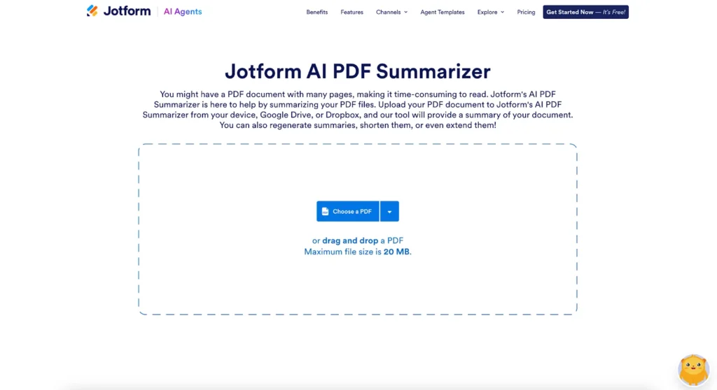 Jotform AI PDF Summarizer