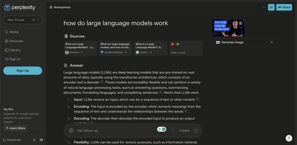Perplexity AI chatbot