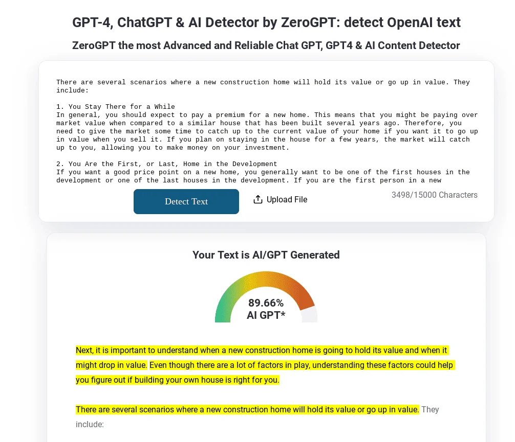 ZeroGPT AI Content Detector