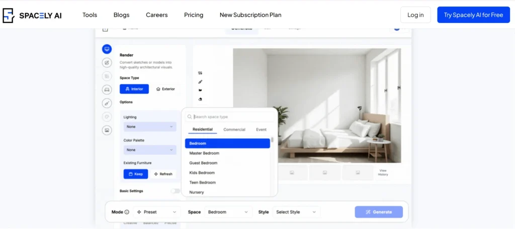 Spacely AI interior design