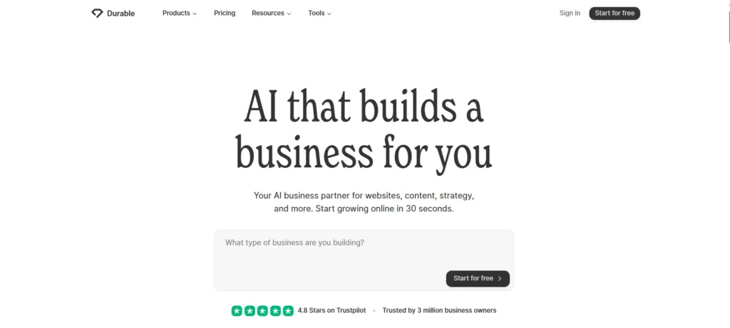 Durable | AI Website Builders