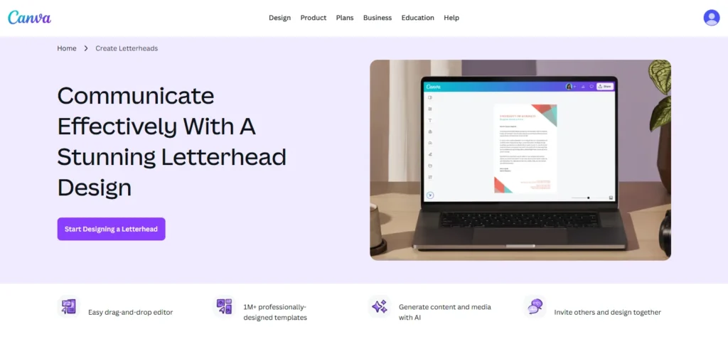 Canva - Los mejores generadores de membretes con IA