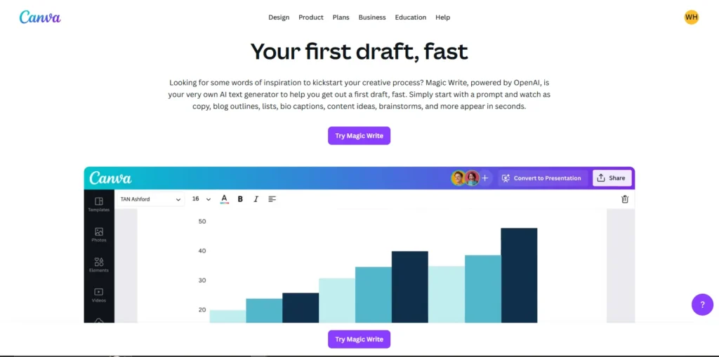 Canva magic write | Tagline Generator