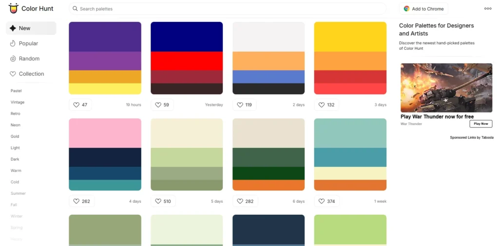 Color hunt - Color Palette Generators