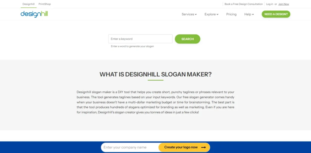 Design-hill | Tagline Generator