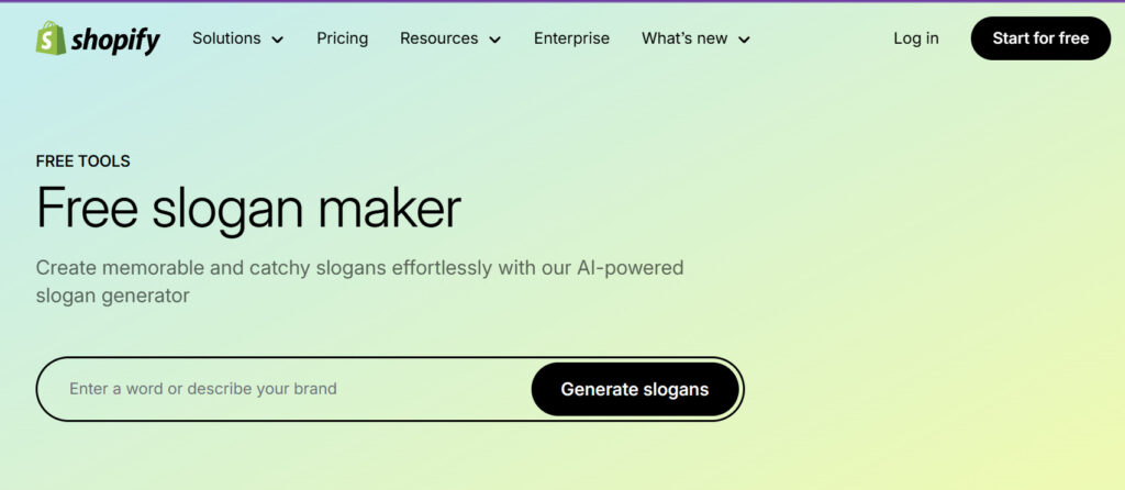 Shopify slogan generator