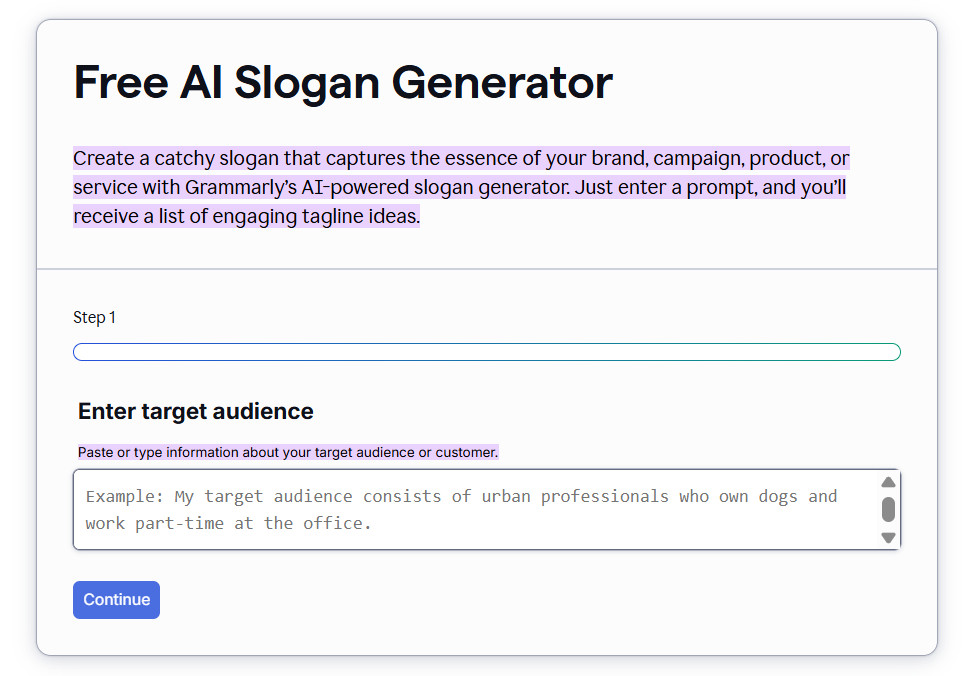 Grammarly Slogan generator