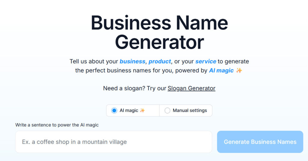 LOGO.com business name generator