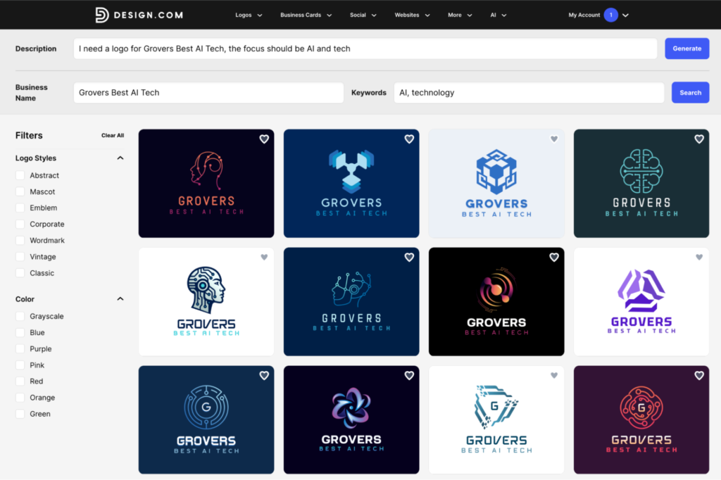 Opciones de logotipos generadas por IA