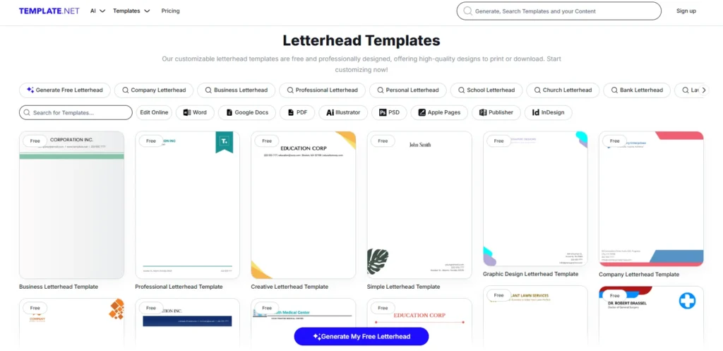 Template.net - Los mejores generadores de membretes con IA