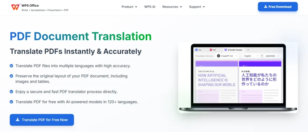 WPS office - Best AI PDF Translators