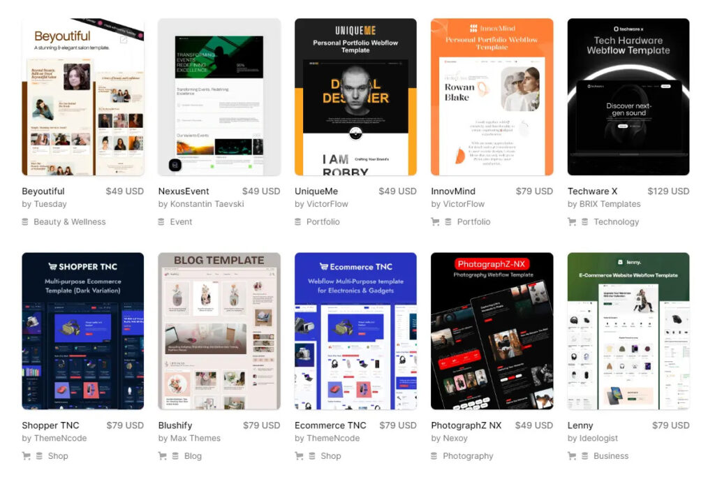 webflow - Website design quality