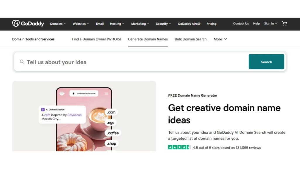 godaddy - Best Domain Name Generators