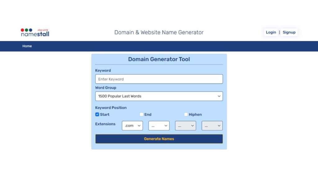 NameStall - Best Domain Name Generators